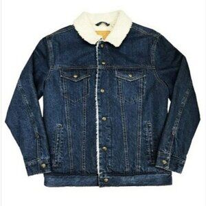 CPK denim sherpa lined, insulated trucker jacket, dark blue, size L****